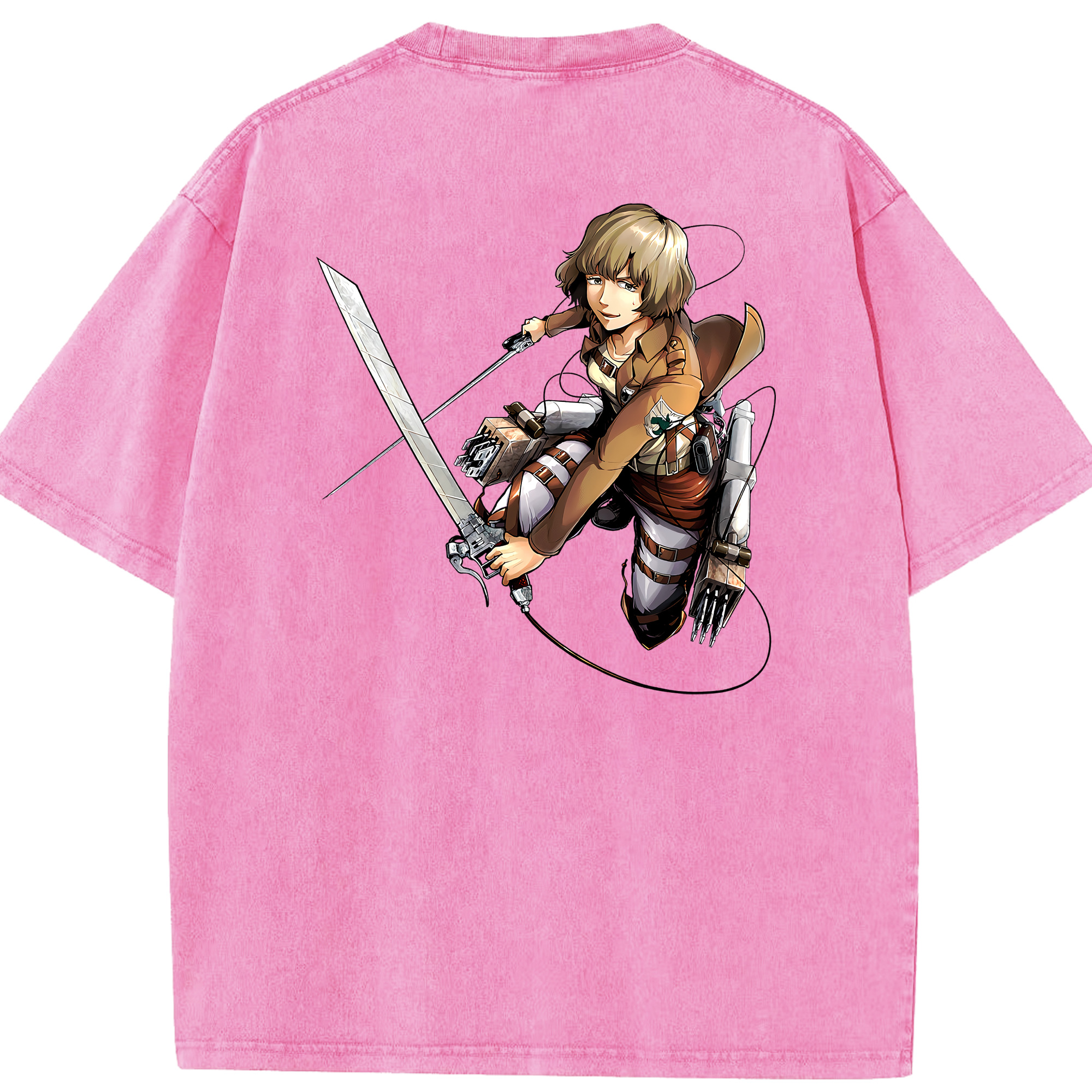 （画像用） 進撃の巨人 ヒツチ Attack on Titan Hitch 綿100% ヴィンテージ風 半袖Tシャツ（背面プリント）